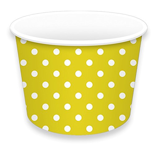 LolliZ® Ice Cream Cups 8oz., Yellow/Polka Dots, 12 Pcs