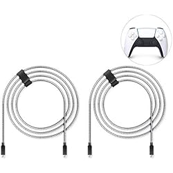 LIONCAST Cargador Mando de Carga Rápida 2 Cables para PS5 USB Tipo C 4 metros Sony PlayStation 5 | USB Cable Tipo C Mando Ps5 Dual Sense | Cable Cargador PS5 Nylon Trenzado