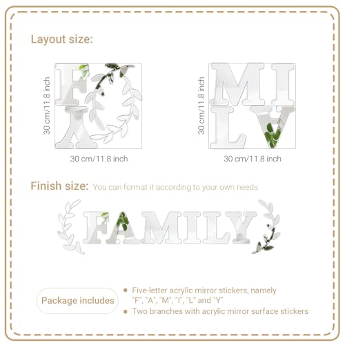 Vinilo decorativo de letras espejo acrílico plateado 3D miniatura 6