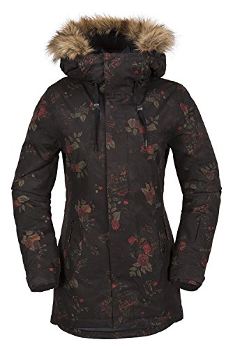 Volcom Junior's Mission Insulated 2 Layer Shell Snow Jacket, Black Floral Print, Extra Small