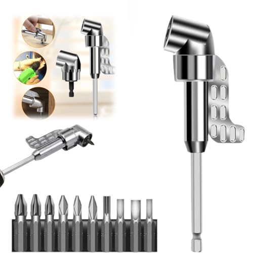 105 Degree Right Angle Drill Adapter, 2025 Upgraded Right Angle Head Drill Attachment with Multi-function Bend Screwdriver Bit, Corner Tool Screw Hub, Drill Bit Adapter for Tight Spaces (Long 5.5in)