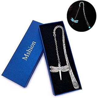 Retro Glow in The Dark Reading Metal Alloy Bookmark Long Chain Luminous Book
