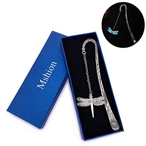 Retro Glow in The Dark Reading Metal Alloy Bookmark Long Chain Luminous Book