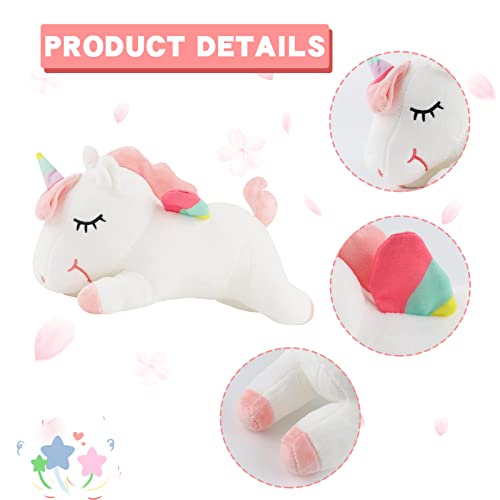 Anboor Unicorn Stuffed Animals, Cute Soft Unicorn Plush For Girls Gifts Easter Stuffers Party Favors Hugging Unicorn Pillow With Rainbow Wings (11.8 Inch, White) #TOP2
