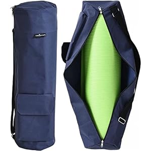 TJC Portable Yoga Mat Bag with Adjustable Shoulder Strap and Storage Pockets Yoga Mat Carry Luggage Pliates Gym Exercise Mat Bag Durable Lightweight Washable Travel Size 70x20x1 Cm
