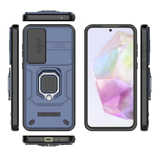 Image of Thermoplastic Polyurethane Camshield Pro Case With Slide Camera Protection And Ring Stand Bumper Back Case Cover For Samsung Galaxy A35 5G (Blue)