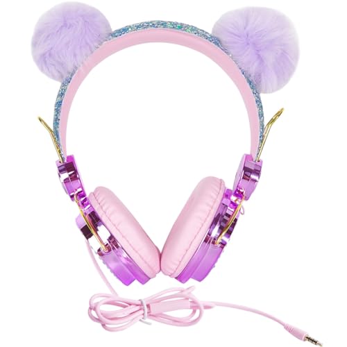 jojofuny Auriculares Micrófono y Control de Volumen, Supraaurales de Abs Púrpura Compatibles con Ordenador, Ideales para Viajes y Uso Diario Color Aleatorio