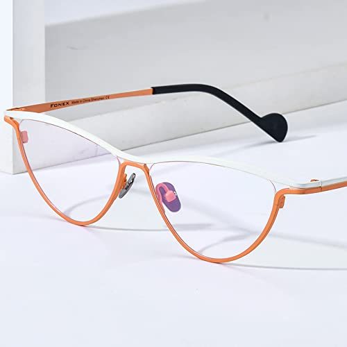Image of FONEX Colorful Pure Titanium Glasses Frame Women Retro Round Eyeglasses