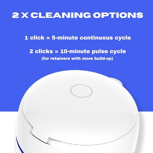 Image of Ultrasonic Retainer Cleaner Machine with UV Lights for Invisalign, Aligner, Night Guard, Denture, Whitening Tray, Mouth Guard and Toothbrush Head - Dental Ultrasonic Cleaning Pod