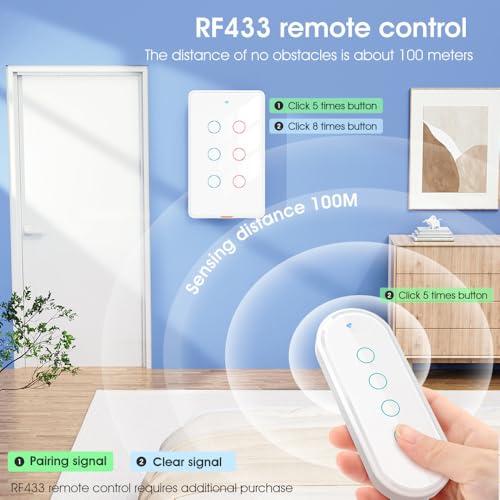 Cerhot DS123 Us Tuya Wifi Smart Switch Rf433Mhz Touch Wall Light Switch No Neutral Wire And Neutral Wire 1/2/3/4/6 Gang Smart Life App Compatible thumb #7