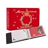 MANWU Christmas cards organizer binder album, greeting cards display organization Storage Holder, Cardkeeper special cards leather book, holds 100 cards (Golden)