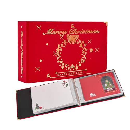 MANWU Christmas cards organizer binder album, greeting cards display organization Storage Holder,...