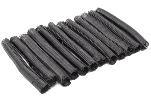 Electriduct 1" Hook Self Closing Sleeve Braid Wrap Around Sleeving Cord Cover Cable Protector Wire Organizer - 8 Inch Length x 12 Sections (8 Feet Total) - Black