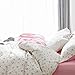 Pink and White Duvet Cover Queen Size - 3 Pcs Floral Flower Leaf Pattern Printed Reversible Microfiber Comforter Cover Bedding Set - 90X90 Soft Aesthetic Cottage Preppy Bedroom Decor for Women Men