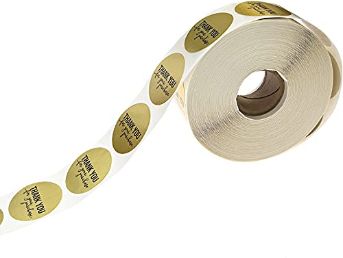 1.25" Round Gold Foil Thank You For Your Purchase Stickers / 1000 Thank You Labels Roll/Small Business Thanks Labels/Made In The Usa #TOP2