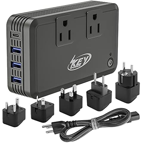 230w Voltage Converter 240V/220V to 120V/110V Key Power International Power Converter Travel Kit - Travel Adapter Use for USA Appliance Hair Straightener, Overseas in Europe, Australia, UK, Italy, etc Cover
