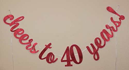 All About Details Cheers to 40 Years! Cursive Banner (Red)