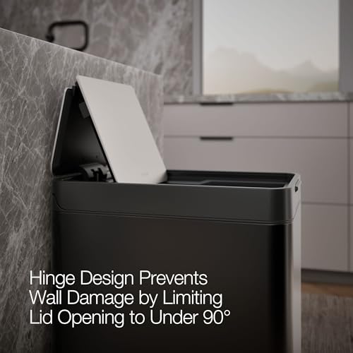 Caneca de basura rectangular negra de acero inoxidable 13 gal miniatura 4