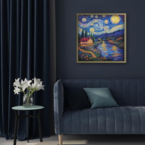 Rompecabezas de 1000 piezas Starry Night de Van Gogh, rompecabezas artístico de paisaje natural para adultos miniatura 6