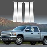 4pc Glossy Silver Door Pillar Post Cover Kit for 2019 2020 2021 2022 2023 2024 2025 2026 Chevrolet Silverado GMC Sierra