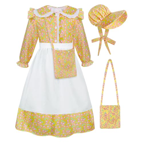 Berich Costume vittoriano per bambine, costume per la Giornata mondiale del libro, per ragazze, Halloween, Natale, festa di compleanno, travestimento per bambini, giochi di ruolo, vestito da