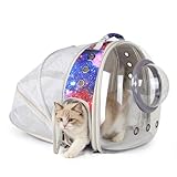 Pimoka Galaxy Blue Cat Bubble Backpack,Back Expandable cat Backpack with Clear Window -Space Capsule Cat Carrier for Kitten Bunny Small Puppy Vet and Outdoor Adventure(Galaxy Blue)