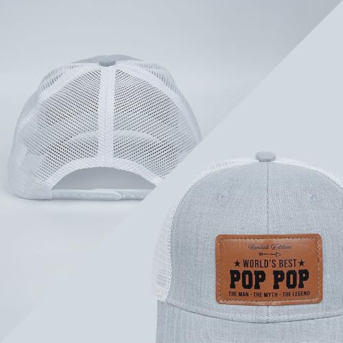 Image of Men's Hat Gifts - Men Cap Gifts for Christmas Father's Day Birthday Trucker Hat Leather Pattern Baseball Cap