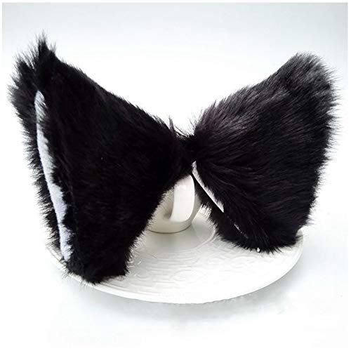 Cat Ears Hair Clips Halloween Kitty Fox Ears Barrettes Women Furry Kitten Headpiece Hair Pins Cat Hairpin Headband Christmas Party Decoration Cosplay Costume Cute Hair Accessories Black With White #TOP2