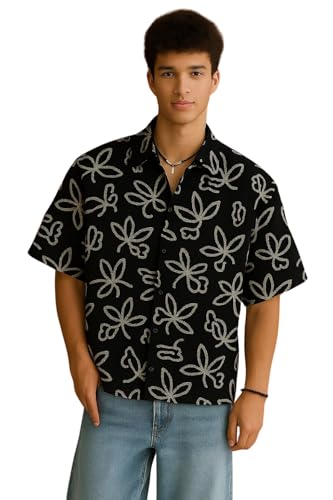Image of TAGDO Men's Printed Cotton Casual Shirt | Half Sleeve Floral Print Shirt for Man | Relaxed Oversized Fit & Perfect for Casual, Office & Formal Wear (2050)