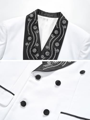 Men's Tuxedo Jakcet Luxury Slim Double Breasted White Dress Blazer with Rhinestones for Prom,Dinner,Party,Homecoming3