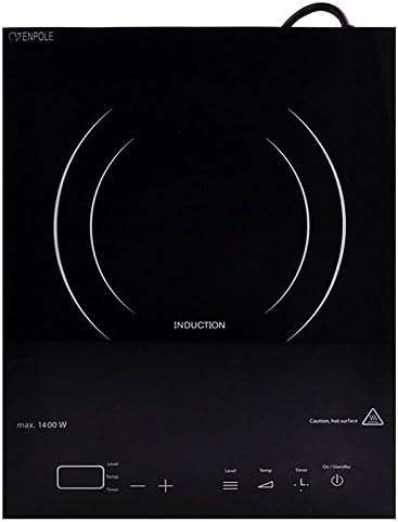 Venpole 1400w Portable Induction Cooktop Countertop Burner 1400W VP1-14A-3 with Black Crystal Surface with, Black with Stainless Steel Frame WARRANTY