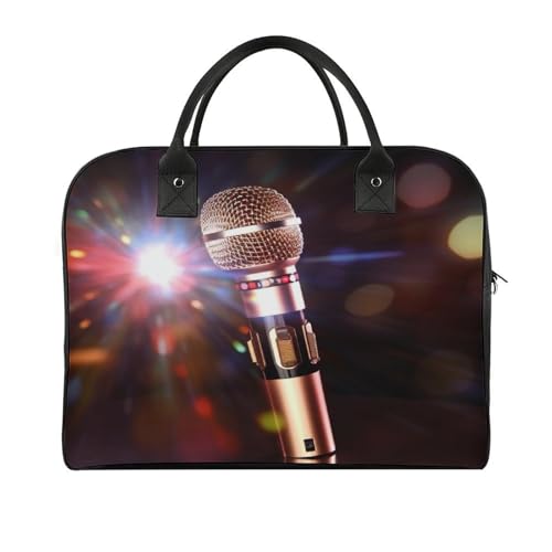 Karaoke Microphone Laptop Tote Bag Casual Travel Handbag Multi Pocket Shoulder Bags for Work Travel