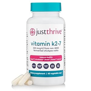 Just Thrive Vitamin K2-7 – Bone, Brain, and Heart Health K2 Vitamin Supplement, 60 Capsules