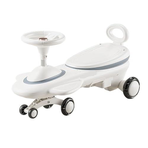 タンブルバイク 子供用電動乗用車 6V ウィグルカー ライト付き 音楽付き 男の子 女の子向け 室内/屋外用 おもちゃ スイングバイク(White,Sliding type)