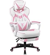 Zeanus Pink Gaming Chair Girls Gaming Chair Reclining PC Computer Chair with Footrest Ergonomic G...