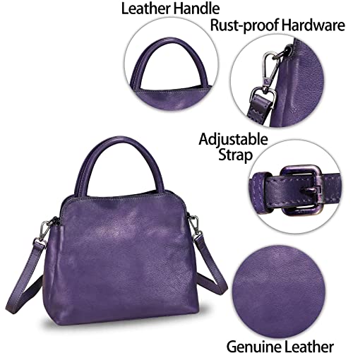 Image of Genuine Leather Satchel Purse for Women Vintage Handmade Top Handle Handbag Designer Crossbody Bags