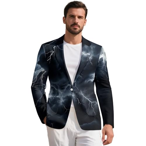 Blazer léger à un bouton avec poches latérales pour homme stylé imprimé drapeau américain XXL