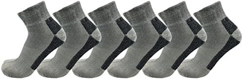 Mens Ankle Merino Wool Socks, Cushioned Brushed Interior, Arch Support, Hiking Camping Sock (Gray, 6)