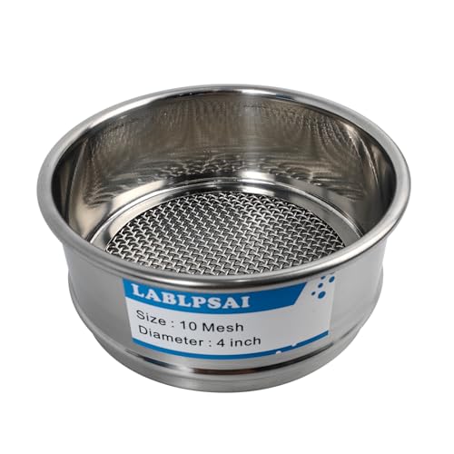 LABLPSAI 10 Mesh Lab Sieves 4" Diameter 304 Stainless Steel Wire Cloth Test Sieve for Industrial Laboratory Home