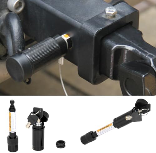 2-Pack Bent Hitch Pin Lock With Key - 5/8" Pin, Fits 2" & 2.5" Trailer Receivers, Keyed Alike (Black)