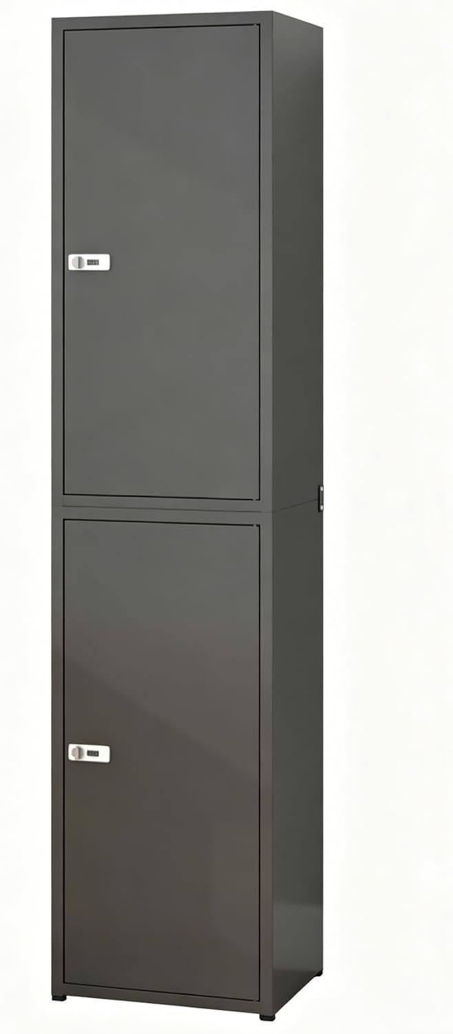 Metal Locker Storage Cabinet with 1 Doors, Pantry with Shelves, Storage Cabinet with Adjustable Leveling Foot for Kitchen, Employees, Office,White,Black,34.5"*15.75"*13.78"