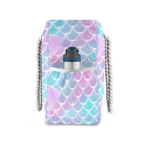 Mermaid Tail Beach Bag & Travel Tote Bag Large Sandproof with Zipper Closure, Wet Pouch for Swim Gym Travel, Lightweight Foldable Outdoor Bag3