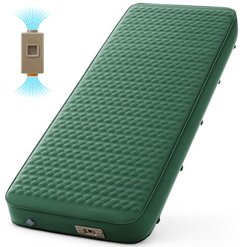 Image of Self Inflating Sleeping Pad with Electric Pump for Adults - 4 inch Ultra-Thick Memory Foam Camping Mattress, Portable Outdoor Air Camp Mat Gear for Tent Car Cot Travel Hiking Backpacking (Green)
