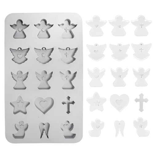 DKINY Silikonform Gießform Engel DIY Weinachtsengel Silikon Kerzenformen Seifenformen zum Gießen 3D Engel Epoxidharz Silikonformen Gießformen für Weihnachten Gips Handwerk Weihnachtsdeko