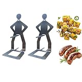 Funny Hot Dog Sausage Stand Holder Stainless Steel Barbecue Rack - 2 Pack Hot Dog Grill Holder Man Reusable Hot Dog Holders for Grilling Hot Dog Cooker for Grill Perfect for BBQ, Camping, and More
