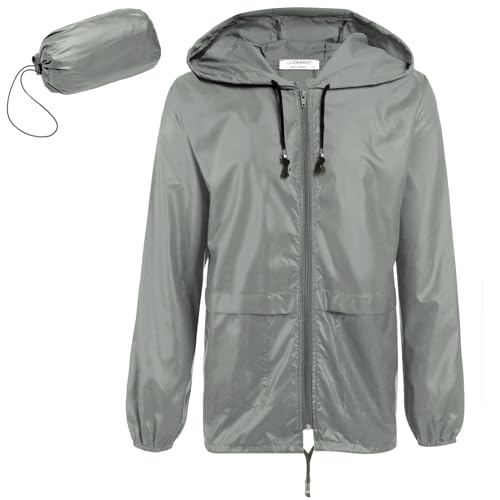 COOFANDY Mens Packable Rain Jacket Waterproof Running Jacket