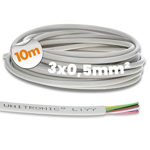 Lapp 10 metrów 0028503 LiYY przewód sterujący 3 x 0,5 mm², kabel do transmisji danych, przedłużacz LED, kabel sygnałowy, 3-żyłowy I kabel dzwonka I linia danych