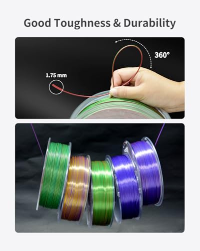 Image of 3D Printer Silk PLA Tri-Color Filament,Metal-Like Shiny Silk Filament 1.75mm, Dimensional Accuracy + /- 0.03 mm,Tri-Color Red Blue Green,1kg (2.2lbs) Spool