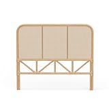 Kouboo Latitude Rattan Cane Headboard for Twin Size Beds Handwoven Boho Farmhouse Style with Mesh Backing Perfect for Coastal Natural Bedroom Built with Sustainable Rattan 42 in Wide from