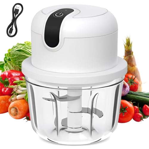 Picadora eléctrico de cocina 350 ml, inalámbrica, carga USB, para cebollas, frutas, nueces, carne, ajo